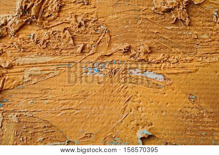 Oil Painting close up texture pallete knife storkes of brown yellow  gray and white color