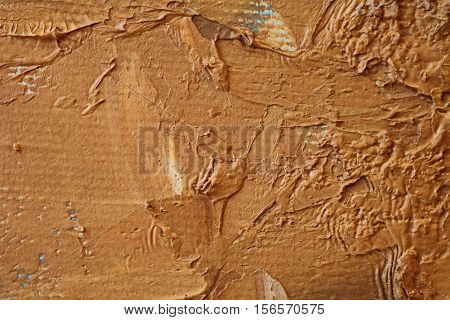 Oil Painting close up texture pallete knife storkes of brown yellow  gray and white color
