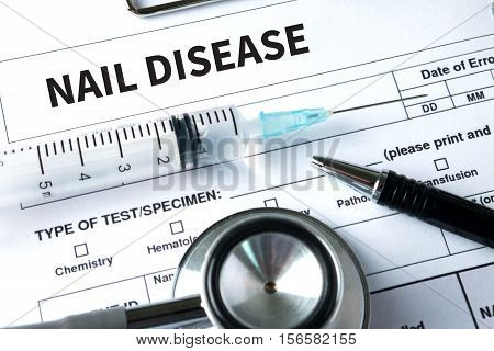 NAIL DISEASE Fungus Infection on Nails Hand Finger with onychomycosis.