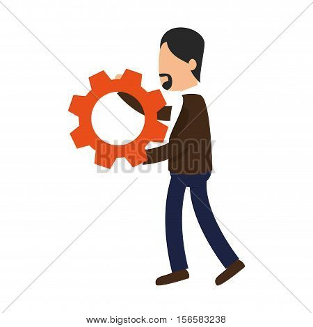 businessman character with gear vector illustration design