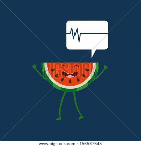 healthy fruit watermelon, heartrate icon background vector illustration eps 10