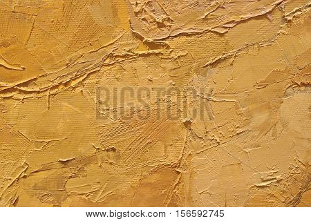 Oil Painting close up texture pallete knife storkes of warm brown yellow   and white color