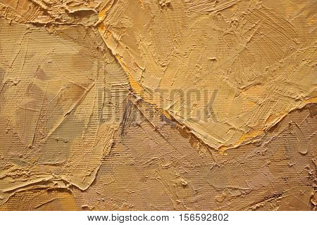 Oil Painting close up texture pallete knife storkes of warm brown yellow   and white color