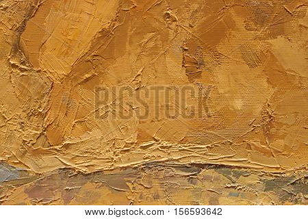 Oil Painting close up texture pallete knife storkes of warm brown yellow   and white color