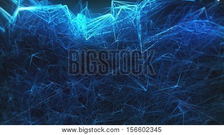 blue abstraction on a black background 3d render