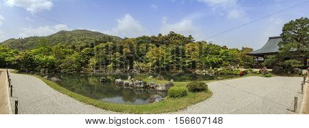 Garden With Pond In Front Of Tenryu-ji Temple