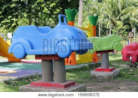 Brightly colored Playground Equipment in the park