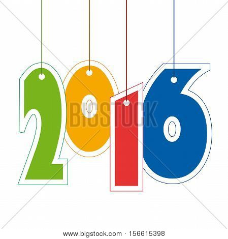 Creative colored text 2016 of cardboard hanging