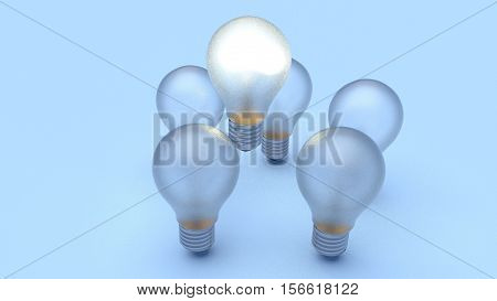 group of bulbs isolated in white 3d render
