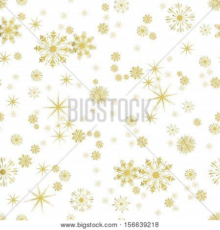 Vector Seamless Winter Pattern Background of Snowflakes