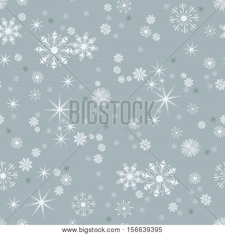 Vector Seamless Winter Pattern Background of Snowflakes