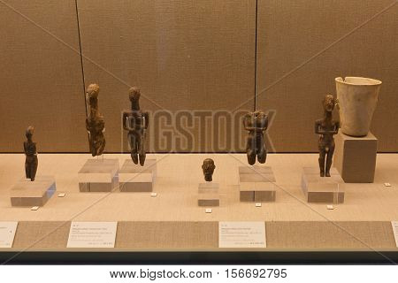 FIRA, GREECE - NOVEMBER 06, 2016: Museum of Prehistoric Thera in Fira, Santorini on November 06, 2016.