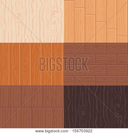 Cartoon seamless wooden textures set. Wood backgrounds for mobile game or web design.