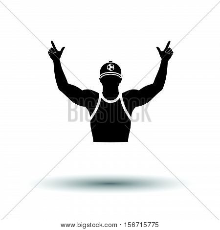 Football Fan With Hands Up Icon