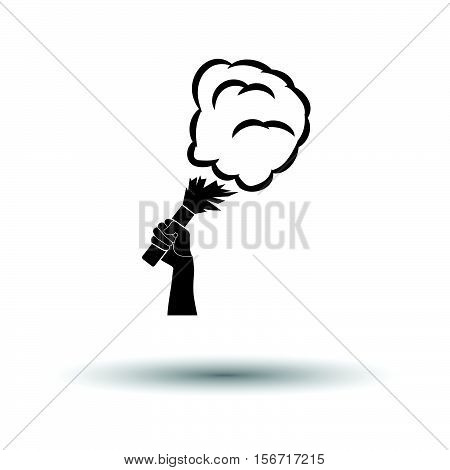Football Fans Hand Holding Burned Flayer With Smoke Icon