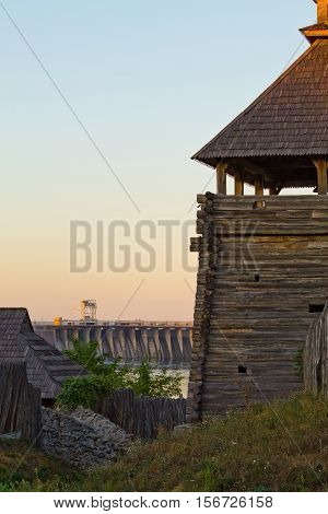 view of the Zaporizhzhya Sich and the hydroelectric power plant Ukraine