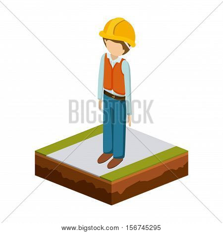 man of under construction icon. Isometric 3d structure and perspective theme. Isolated design. Vector illustration