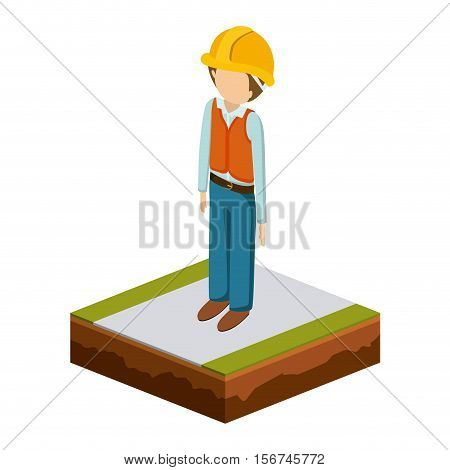 man of under construction icon. Isometric 3d structure and perspective theme. Isolated design. Vector illustration