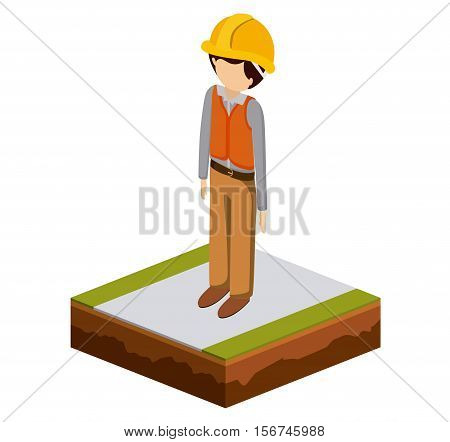man of under construction icon. Isometric 3d structure and perspective theme. Isolated design. Vector illustration