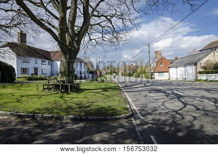 BREDE, KENT, UK, 13 APRIL 2016 - Village green in the village of Brede Kent UK