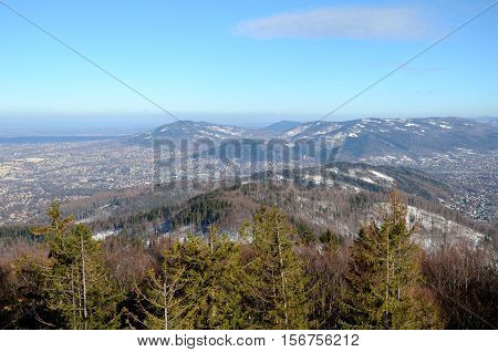 View of the Bielsko-Biala in Poland from Szyndzielnia