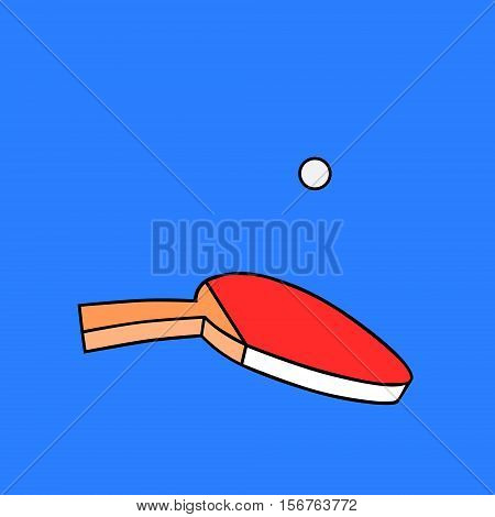 Table tennis paddle. Isolated illustration. Comic style.