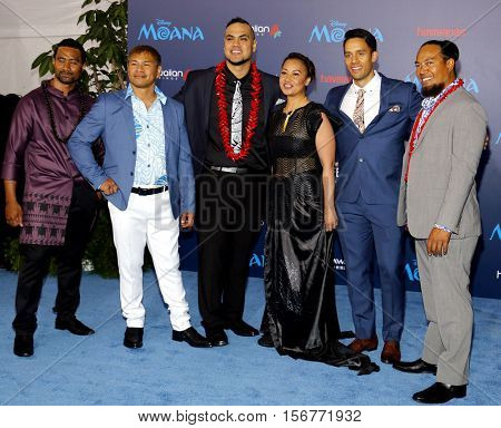 Te Vaka at the AFI FEST 2016 Premiere of 'Moana' held at the El Capitan Theatre in Hollywood, USA on November 14, 2016.