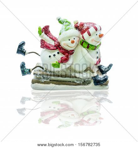 Snoman toy isolated on white with path