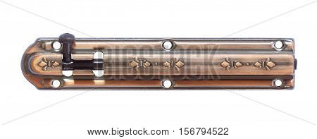 Bolted steel door isolated on white background.