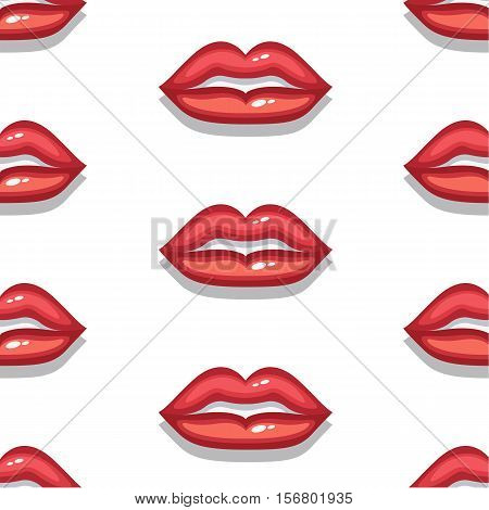 Seamless vector sexual background with bright red, glistening lips