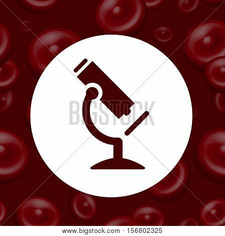 Vector icon on the background of blood and erythrocytes.