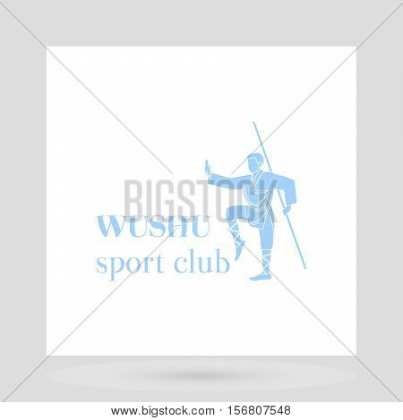 Fight club logo design presentation. Wushu man symbol on white background. Vector illustration