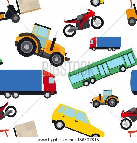 Trasport seamless pattern flat style on transparent background. Vector illustration