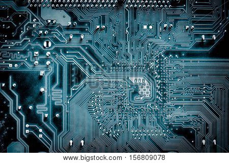 Macro shot of a circuit board techno background