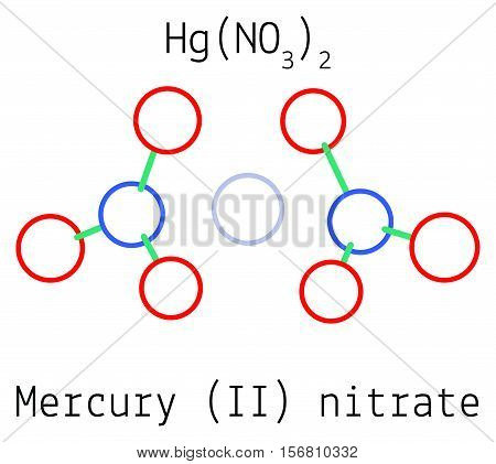 Mercury II nitrate HgN2O6 molecule isolated on white