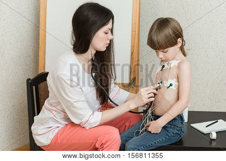 Cardiogram of heart of the boy, holter