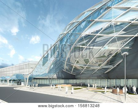 Futuristic Modern Design Mega Mall Glass And Steel.