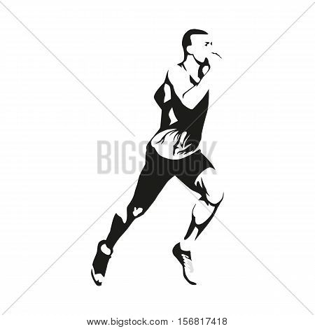 Running man vector isolated illustration. Sport athlete run decathlon