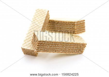 Chocolate wafers on a white background closeup
