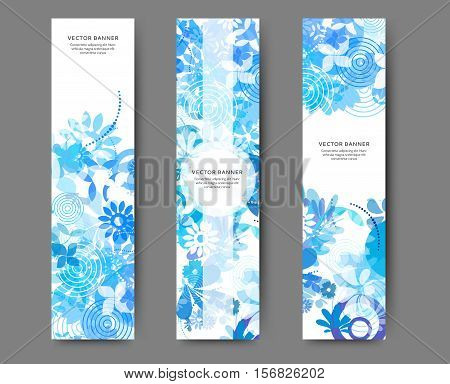 Set of web banner templates for your site or blog with floral background