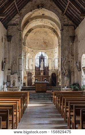 BREM-SUR-MER - NOVEMBER 1, 2016, Inside of the Church Saint-Nicolas (Vendee, France)