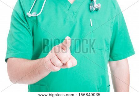 Male Doctor Hand Touching The Screen