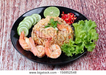 Fried Rice With Shrimp Call Khao Pad Kong In Thai