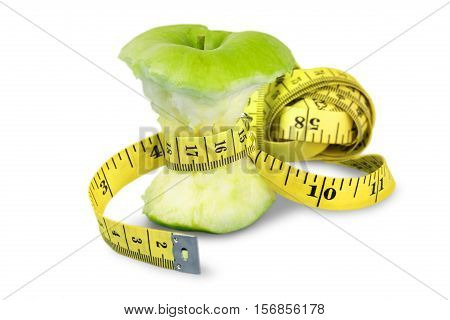 Eaten Apple with Tape Measure Around iIts Core