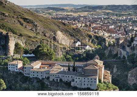 Cuenca (Castilla-La Mancha Spain) the famous casas colgadas Unesco World Heritage SIte and the San Pablo convent