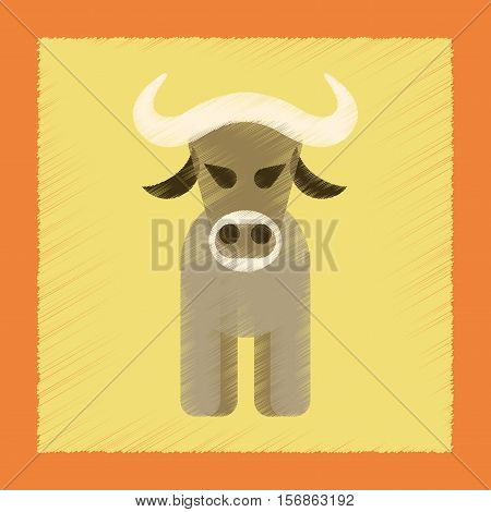 flat shading style icon of cartoon bull