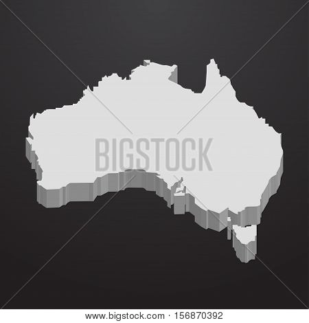 Australia map in gray on a black background 3d
