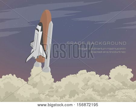 blast off launch pad Shuttle flies into space