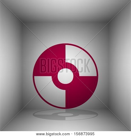Vector Cd Or Dvd Sign. Bordo Icon With Shadow In The Room.
