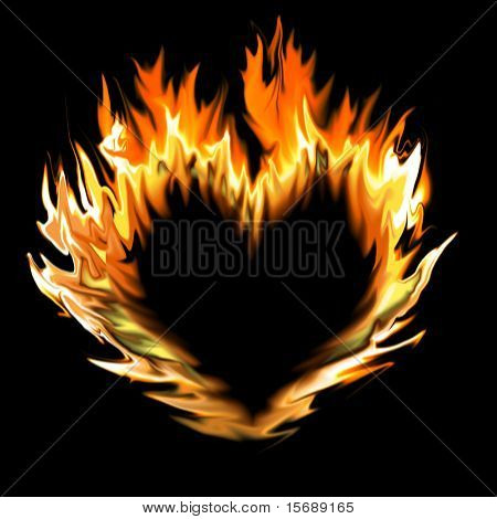 Abstract heart made of flames